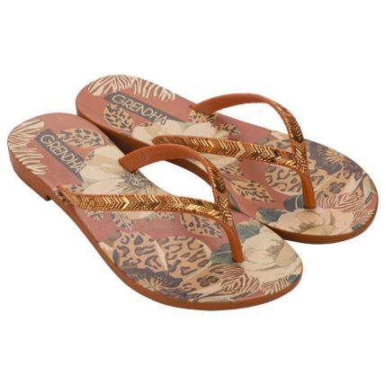 Rasteira Feminina Grendha Amor Em Flor - 19086 - Laranja Ocre - Atacado