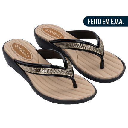 Tamanco Feminino Azaleia Emma - 19355 - Preto/bege Cupuaçu 