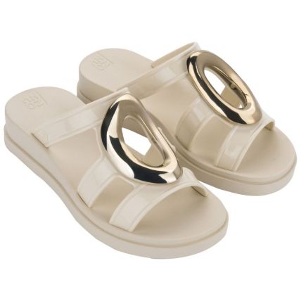 Chinelo Slide Feminino Zaxy Voice - 19346 - Off White/champagne - Atacado