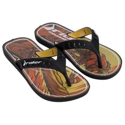 Chinelo Infantil Rider Street Joy - 11768 - Preto/amarelo/laranja - Atacado
