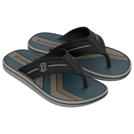 Chinelo Infantil Cartago Palermo - 12625 - Bege/preto/azul - Atacado