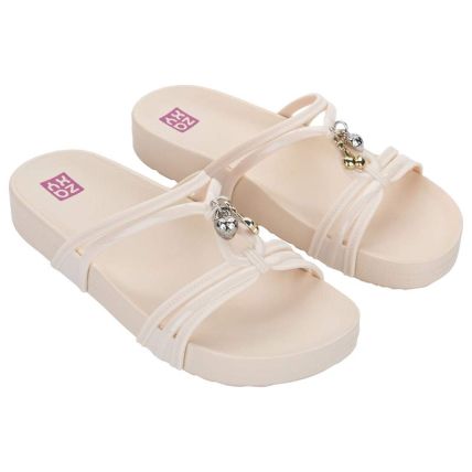 Chinelo Slide Feminino Zaxy Flavor - 19356 - Off White Medio - Atacado