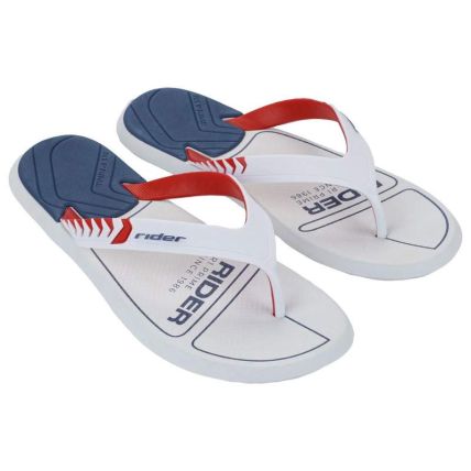Chinelo Masculino Rider R1 Prime Easy - 12609 - Branco/vermelho/azul - Atacado