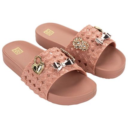 Chinelo Slide Feminino Zaxy Pins - 19358 - Nude Medio - Atacado