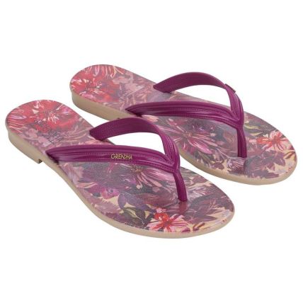 Rasteira Feminina Grendha Rara - 19372 - Rosa Floral - Atacado