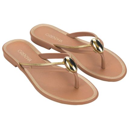 Rasteira Feminina Grendha Irreverente - 19227 - Marrom Make - Atacado