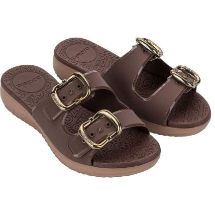Chinelo Slide Feminino Azaleia Alicia - 19381 - Marrom Urso/marrom Mocca - Atacado