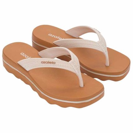 Tamanco Feminino Azaleia Layla - 19382 - Off White/terroso Escuro - Atacado