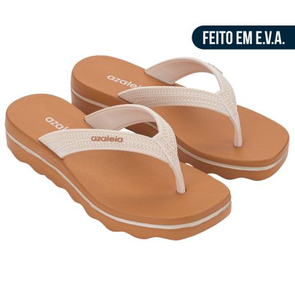 Tamanco Feminino Azaleia Layla - 19382 - Off White/terroso Escuro - Atacado