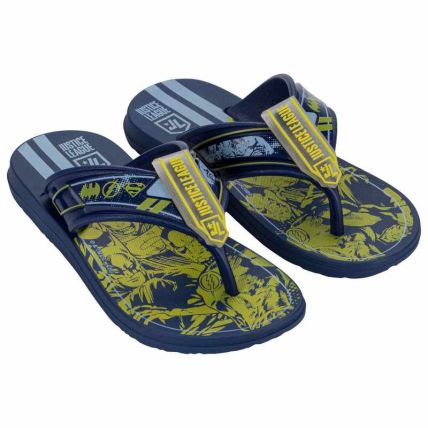 Chinelo Infantil Liga Da Justiça Intense Super Flop - 23439 - Azul/azul/amarelo - Atacado