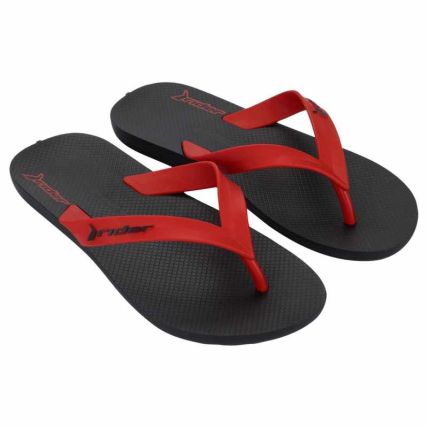 Chinelo Masculino Rider Feel Light - 12519 - Preto/vermelho - Atacado