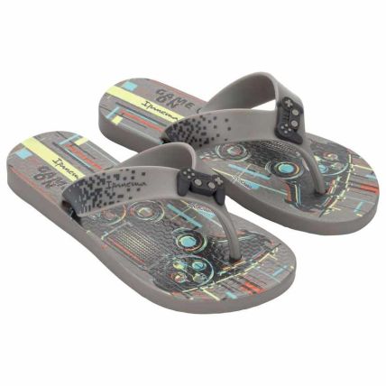 Chinelo Infantil Ipanema Sporty - 27277 - Cinza/amarelo/azul - Atacado
