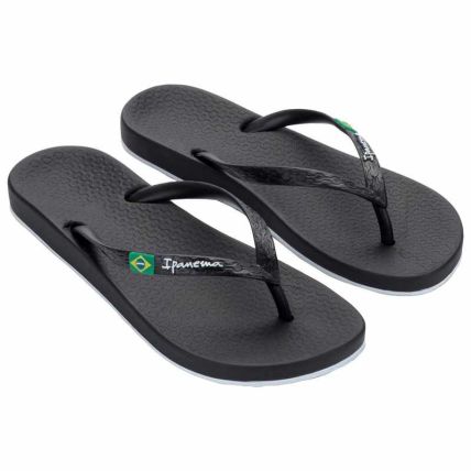 Chinelo Feminino Ipanema Anatomica Brasil - 27509 - Preto/preto/branco - Atacado