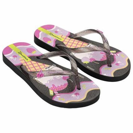 Chinelo Infantil Ipanema Garden Shine - 27273 - Preto/glitter/rosa - Atacado