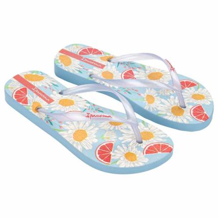 Chinelo Feminino Ipanema Flora - 27496 - Azul/laranja - Atacado