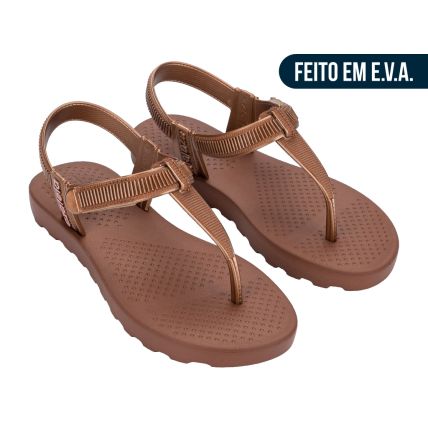 Sandalia Feminina Azaleia Heloisa - 19426 - Cobre/marrom Licor - Atacado