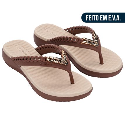 Tamanco Feminino Azaleia Ivy - 19385 - Marrom Cacau/bege Cupuaçu - Atacado