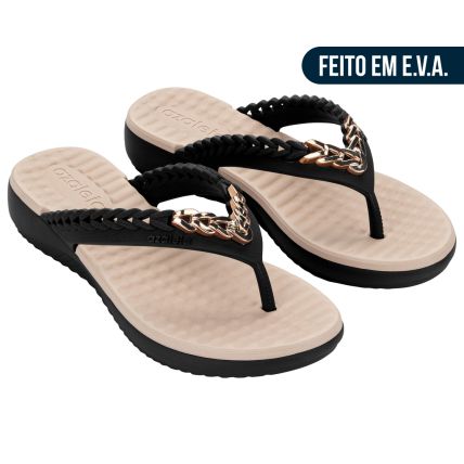 Tamanco Feminino Azaleia Ivy - 19385 - Preto/bege Cupuaçu - Atacado