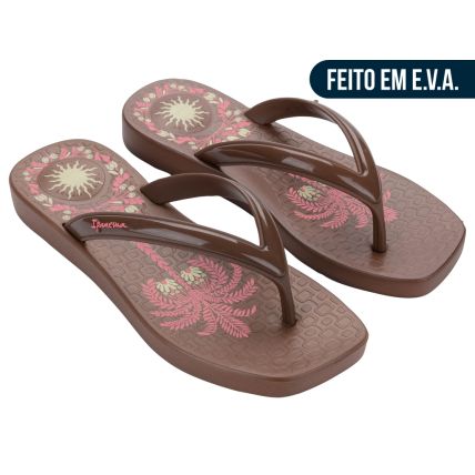 Chinelo Feminino Ipanema Pluma Print - 27503 - Bronze/marrom/rosa - Atacado