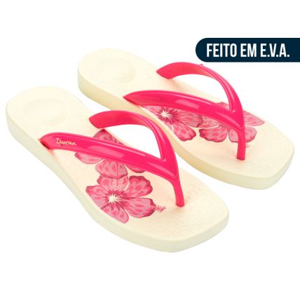 Chinelo Feminino Ipanema Pluma Print - 27503 - Bege/rosa - Atacado