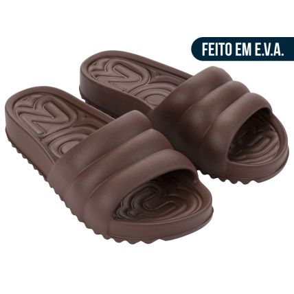 Chinelo Slide Feminino Zaxy Air - 19419 - Marrom Urso - Atacado