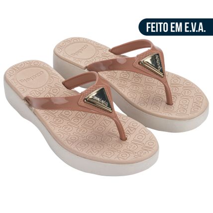 Tamanco Feminino Azaleia Maisa - 19425 - Marrom Make/off White - Atacado