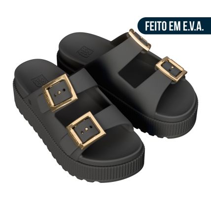 Tamanco Feminino Zaxy Partiner Air High - 19458 - Preto/ouro - Atacado