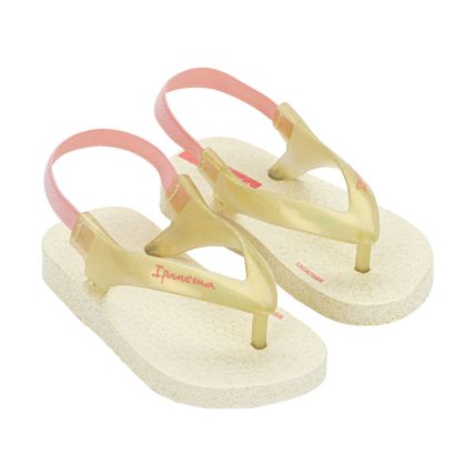 Chinelo Baby Ipanema Glitter - 27182 - Bege/amarelo Glitter - Atacado
