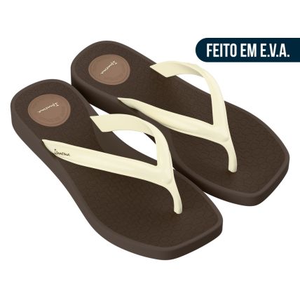 Chinelo Feminino Ipanema Pluma - 27507 - Bronze/bege - Atacado