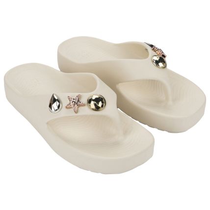 Chinelo Feminino Zaxy Zen - 19361 - Off White Medio - Atacado