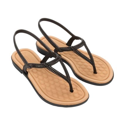 Sandália Feminina Grendha Mais Conforto Plenitude - 19486 - Preto Dourado - Atacado