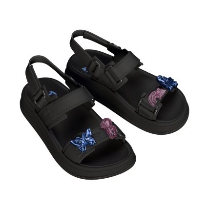 Sandalia Flat Infantil Barbie Switch. - 23468 - Preto/preto/azul - Atacado