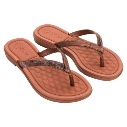Rasteira Feminino Grendha Mais Conforto Brilho - 19487 - Cobre - Atacado
