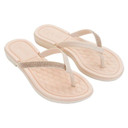 Rasteira Feminino Grendha Mais Conforto Brilho - 19487 - Off White - Atacado