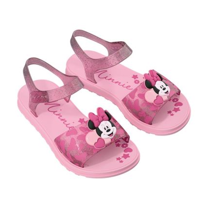 Sandalia Rasteira Infantil Disney Candy - 23562 - Rosa/rosa Glitter - Atacado