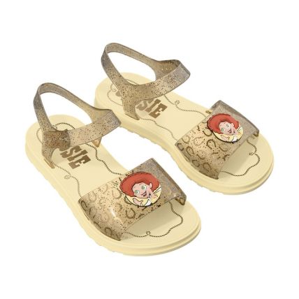 Sandalia Rasteira Infantil Disney Candy - 23562 - Bege/bege Glitter - Atacado