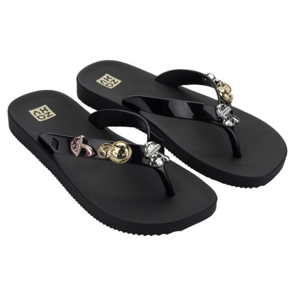Chinelo Feminino Zaxy Flip - 19462 - Preto/cogumelo - Atacado