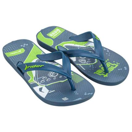 Chinelo Infantil Rider Feel Action - 12783 - Azul/verde/branco - Atacado