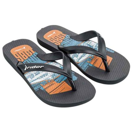 Chinelo Infantil Rider Feel Action - 12783 - Preto/laranja/azul - Atacado