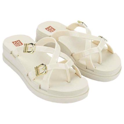 Chinelo Slide Feminino Zaxy Strips - 19525 - Off White Claro - Atacado