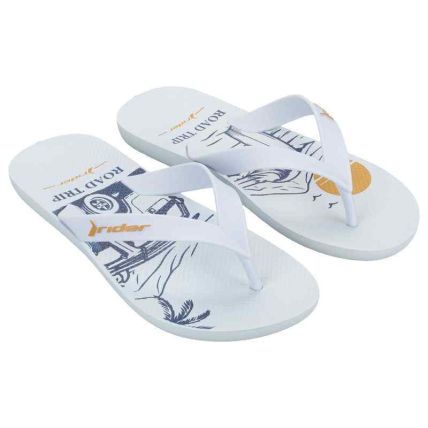 Chinelo Masculino Rider Feel Graphics - 12790 - Branco/azul/amarelo - Atacado