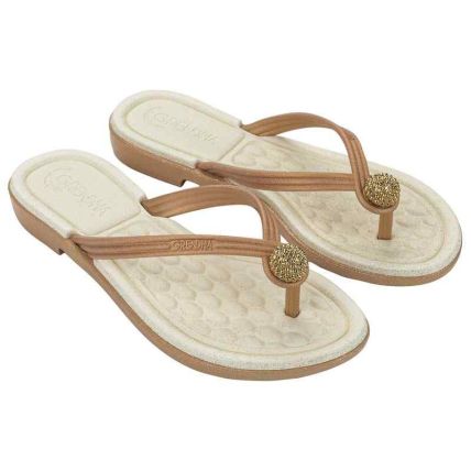 Rasteira Feminino Grendha Mais Conforto Fascinio - 19509 - Ouro Rico/gengibre - Atacado