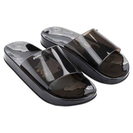 Chinelo Slide Feminino Zaxy Jelly - 19546 - Preto Transparente - Atacado