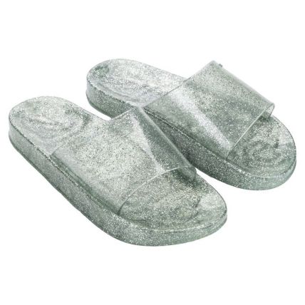 Chinelo Slide Feminino Zaxy Jelly - 19546 - Verde Chá/glitter - Atacado