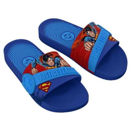 Chinelo Slide Infantil Liga Da Justiça New Dash - 23513 - Azul/azul/vermelho - Atacado