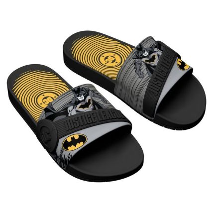 Chinelo Slide Infantil Liga Da Justiça New Dash - 23513 - Preto/cinza/amarelo - Atacado