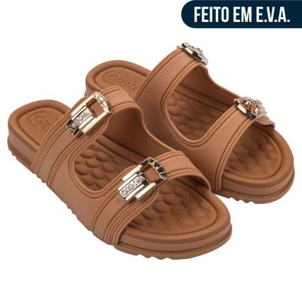 Chinelo Slide Feminino Grendha Mais Conforto Atitude - 19529 - Bege Amendoa - Atacado