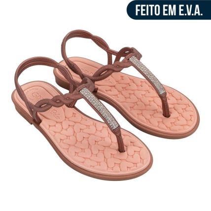 Sandalia Feminino Grendha Bela Mais Conforto Encantadora - 19523 - Cobre/peonia - Atacado
