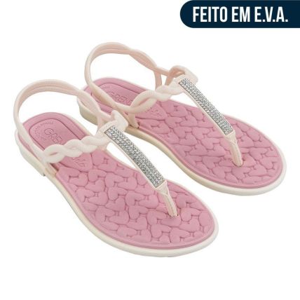 Sandalia Feminino Grendha Bela Mais Conforto Encantadora - 19523 - Off White/rosa Suave - Atacado