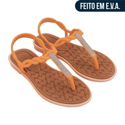 Sandalia Feminino Grendha Bela Mais Conforto Encantadora - 19523 - Laranja Claro - Atacado